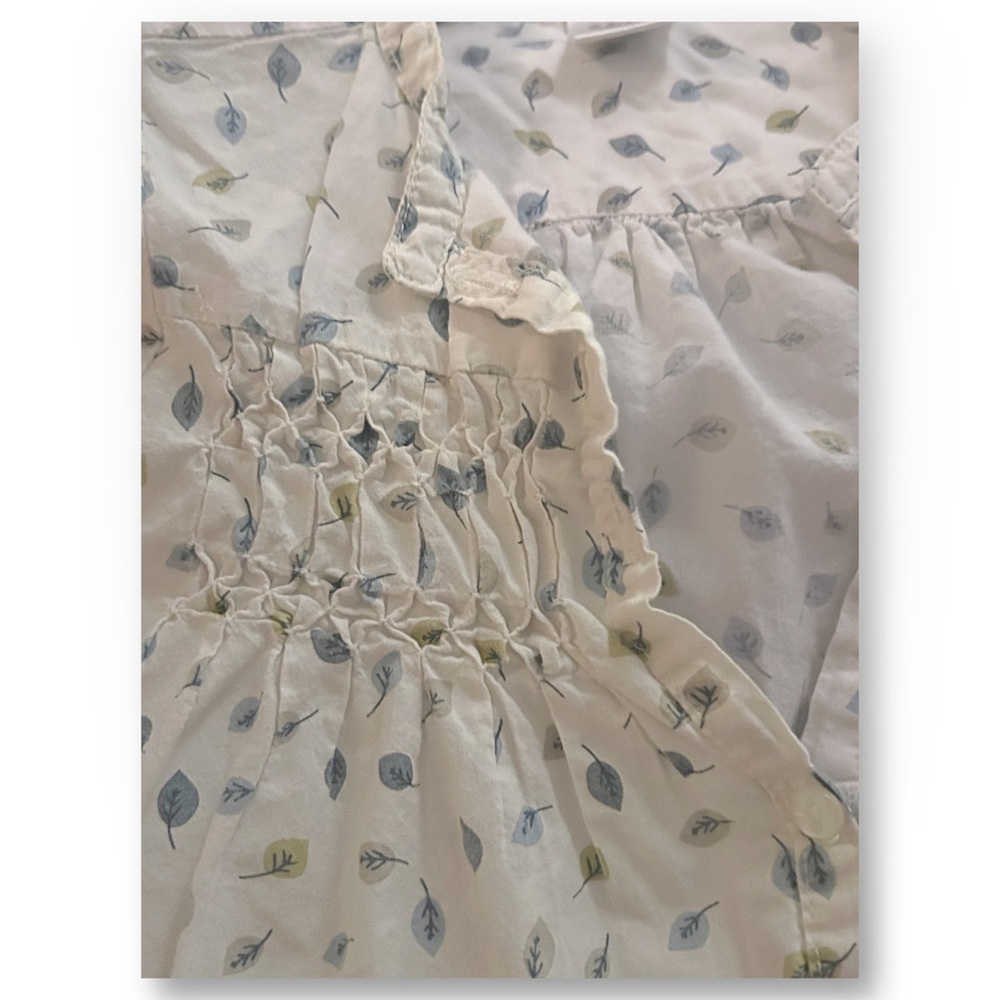 🇪🇸👍GUC ZARA | 24 m | Toddler White Summer Smocked Leaf print blouse - Picture 8 of 14